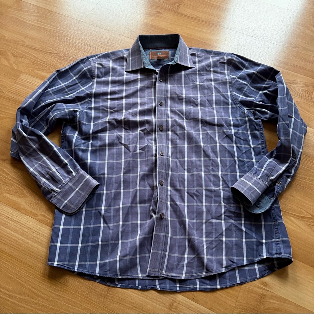 James Tattersall London men’s button down shirt light and dark size large